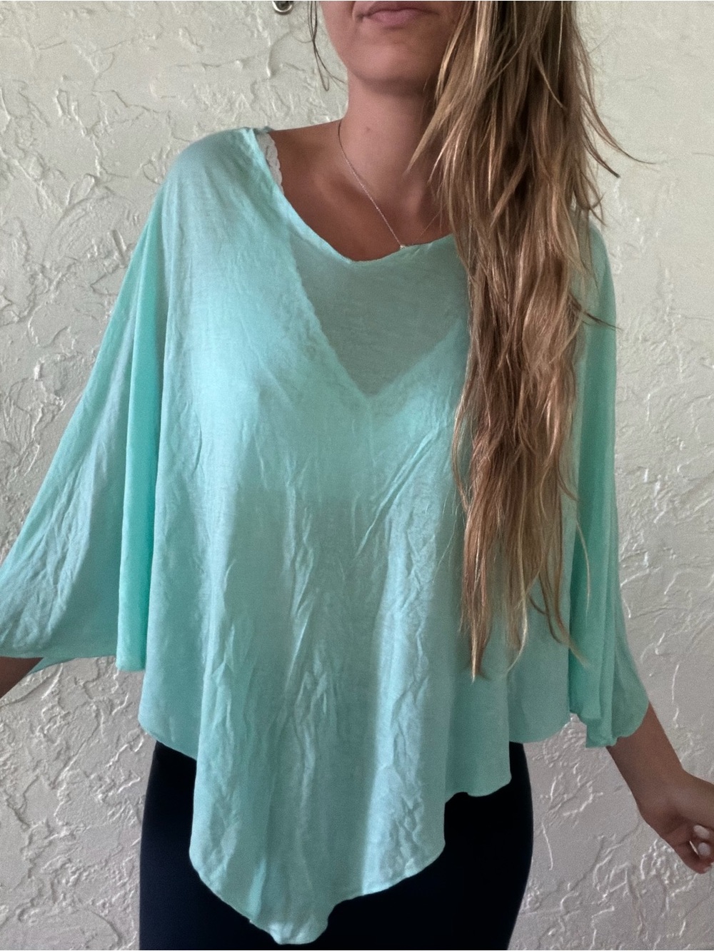 Jessie May Cape Color Blue Lagoon Women's-Casual Draped Knit
